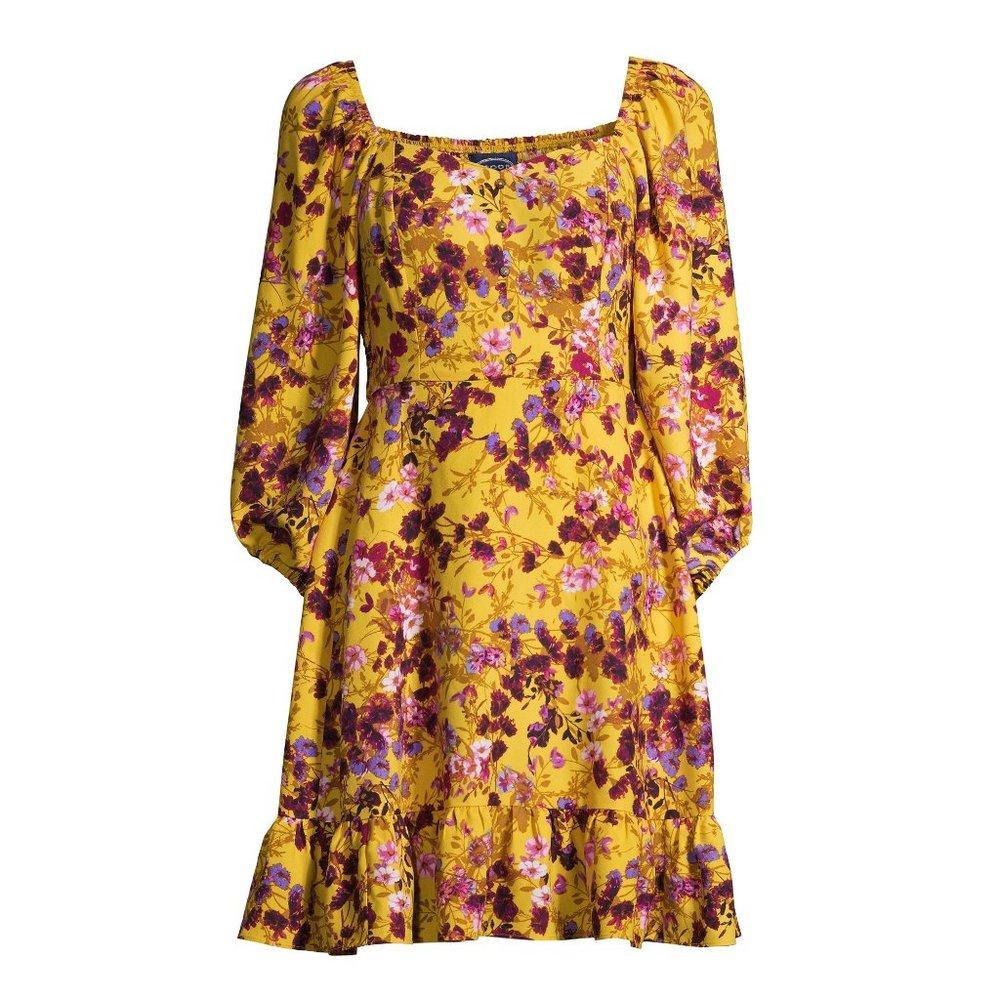 Floral Square Neck Mini Dress
